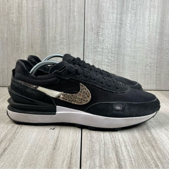 Nike Waffle One Black Leopard Athletic Running Sneaker Shoes Women’s Size 11 - Picture 3 of 10